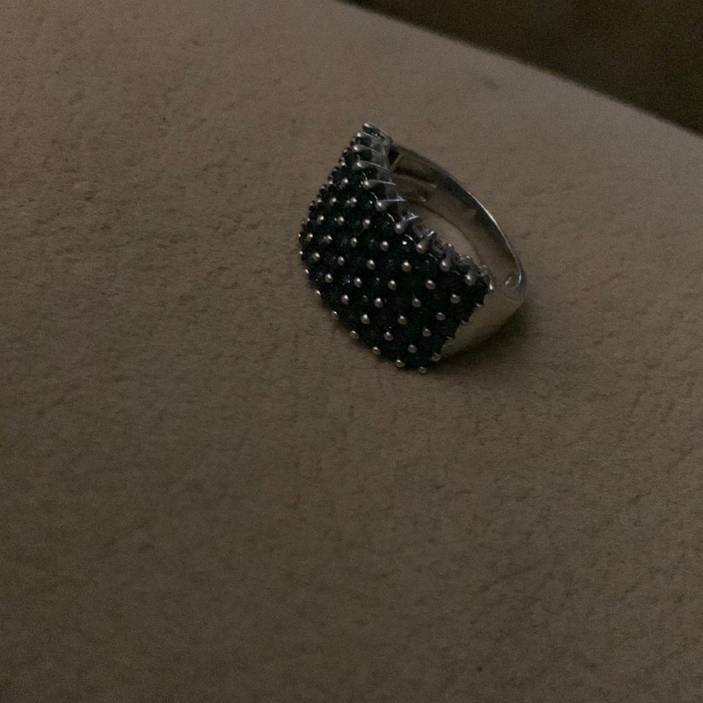 Blue Diamond ring in Sterling Silver Band